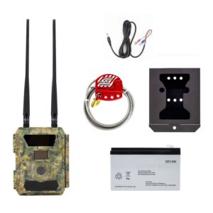 Kit de cámara de caza PNI Hunting 400C de 24MP, carcasa y cable de seguridad, batería de 7,2Ah, cable de alimentación