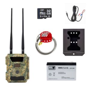 Kit de cámara de caza PNI Hunting 400C PRO 24MP, carcasa y tapa de seguridad, batería de 7,2 Ah y tarjeta de 32 Gb