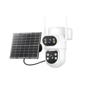 Cámara de videovigilancia IP974S GSM 4G AOV, PTZ, doble lente de 2MP + 2MP, panel solar de 8W, batería de 7800mAh.