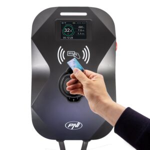 Estación de carga PNI KW22, 32A, 22KW, para coches eléctricos, 85V - 415V, trifásica, cable Tipo 2 y conector de 7 pines