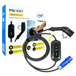 Cargador portátil PNI KW7 32A, 7,4KW, para coches eléctricos, 230V, monofásico, cable tipo 2 y conector IEC621 de 5 pines