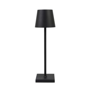 Lámpara de mesa PNI negra, luz cálida, con batería