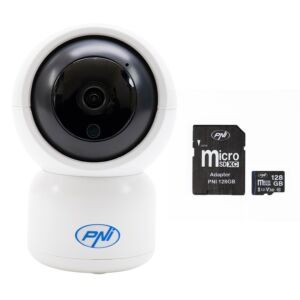 Cámara de videovigilancia y tarjeta de memoria incluidas.