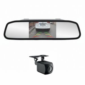 Sistema de aparcamiento inalámbrico PNI Escort P20 con pantalla de 4,3 pulgadas en el retrovisor y cámara.