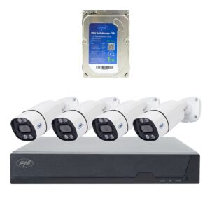 Paquete de kit de videovigilancia PNI House IPMAX POE 8, NVR con 4 cámaras y disco duro PNI SafeHouse de 1 TB.
