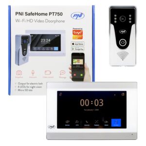 Videoportero inteligente PNI SafeHome PT750 WiFi HD, P2P, monitor interior, aplicación Tuya Smart dedicada, integración en