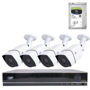 Paquete kit de videovigilancia AHD PNI House PTZ1300 Full HD - NVR y 4 cámaras exteriores 2MP full HD 1080P con HDD 1Tb incl