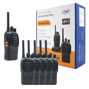 Kit de 6 estaciones de radio portátiles PNI PMR R40 PRO baterías, cargadores y auriculares incluidos