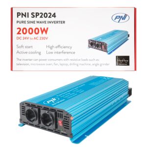 Inversor de tensión PNI SP2024 24V fuente de alimentación 230V salida 2000W onda sinusoidal pura