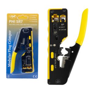 Alicate PNI SR7, para cortar y pelar cables y engarzar enchufes RJ12, RJ45 CAT5, CAT6, CAT7, amarillo