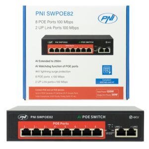 Switch POE PNI SWPOE82 con 8 puertos POE