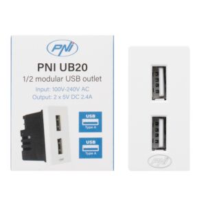 Toma de corriente 2 x USB PNI UB20, 5 V 2,4 A