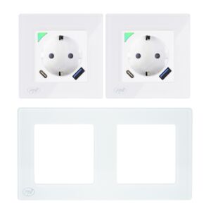 PNI SmartHome WP202 WiFi Smart Kit de doble enchufe con marco de montaje incorporado Control de Internet