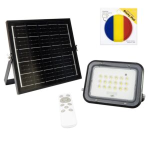 Paquete de reflector LED PNI GreenHouse WS50 PRO de 50 W con panel solar de 6 W y bandera adhesiva incluida.