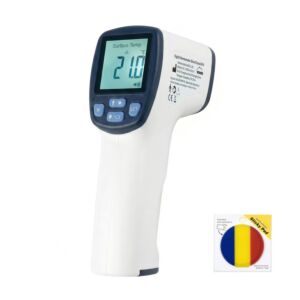 Paquete de termómetro digital SilverCloud UF41 para cuerpo y superficies con almohadilla adhesiva incluida.