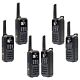 Kit de 6 emisoras de radio portátiles PNI PMR R80 PRO 0,5W, 16 canales, Resistente al agua IP67, con linterna LED, botón SOS, VOX, USB-C